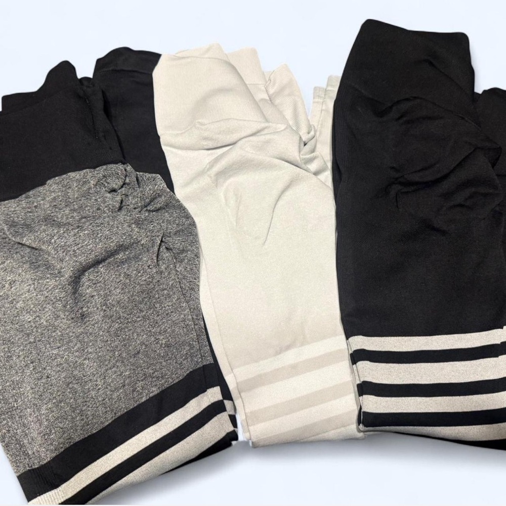 Stylish Black and Gray Striped Leggings